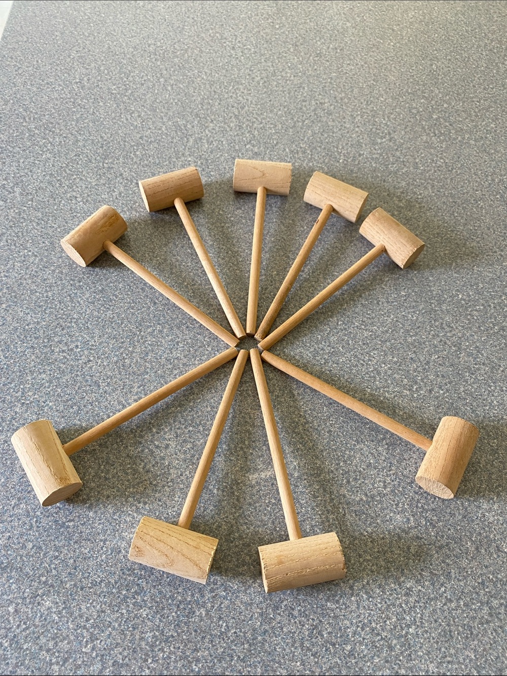 Natural Wood Mini Crab Mallets Set 9